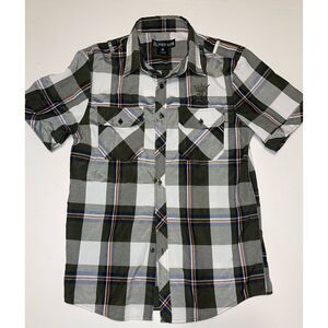 Red Ape Short Sleeve Button Down‎ Shirt Plaid Men's Size M
